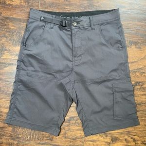 Prana Stretch Hiking Belted Outdoors Shorts Gray Mens Size-32